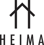 Heima logotype stående svart 144x150